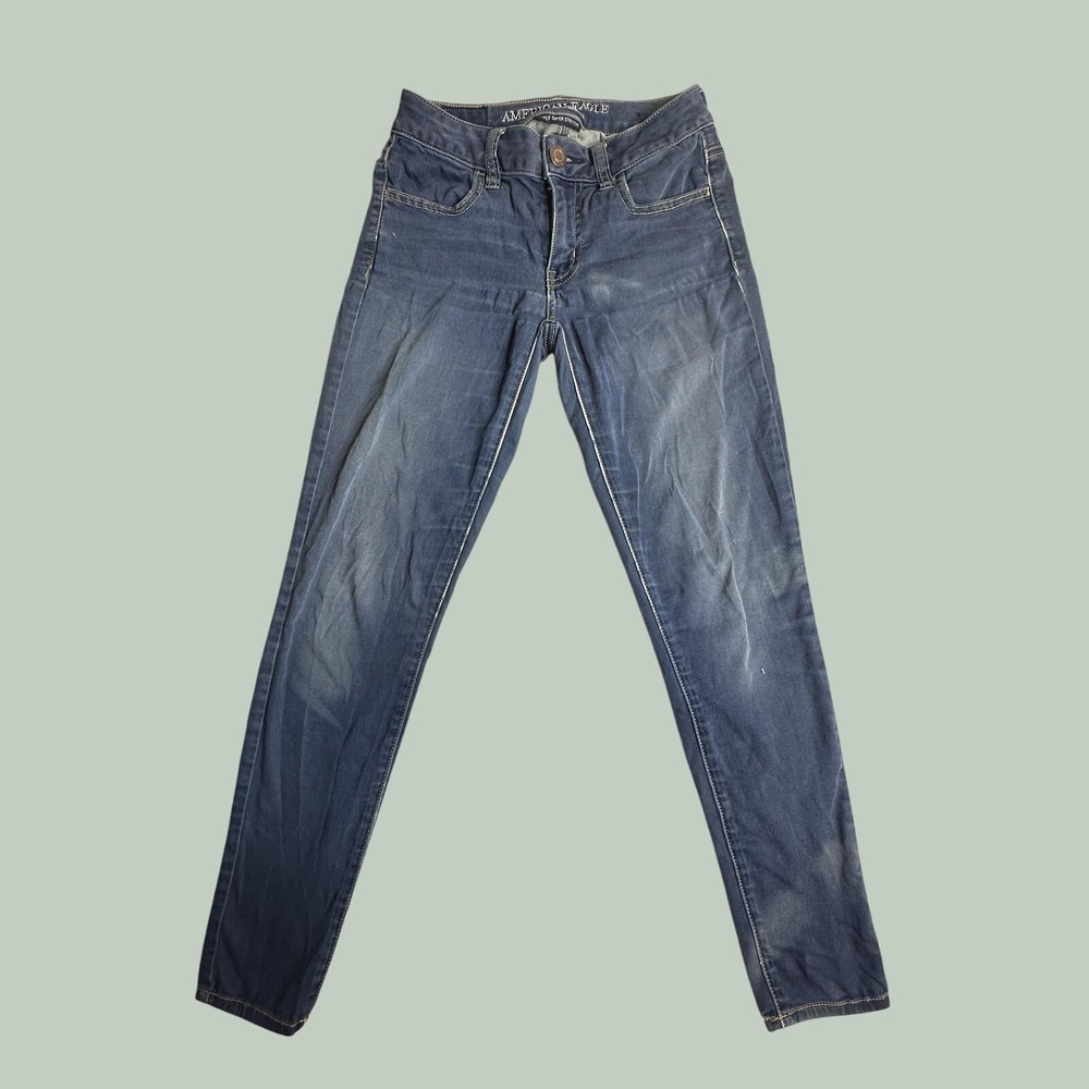 American Eagle Jeggings Womens 0 Short Super Super Stretch Blue Skinny Denim